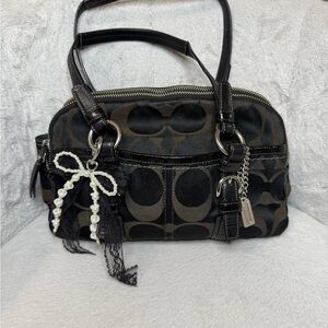 SOLD - Black Coach Bonnie Satchel Signature Shoulder Bag